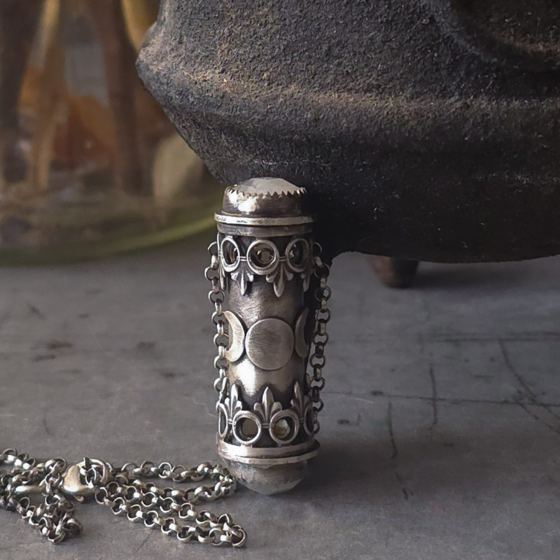 Sterling Silver Moon Relic Necklace