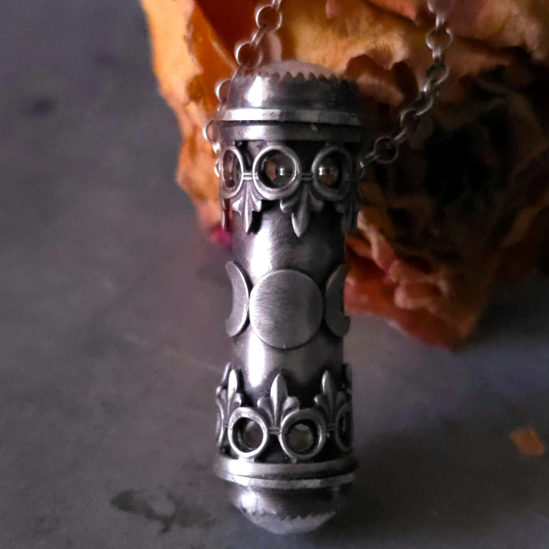 Sterling Silver Moon Relic Necklace