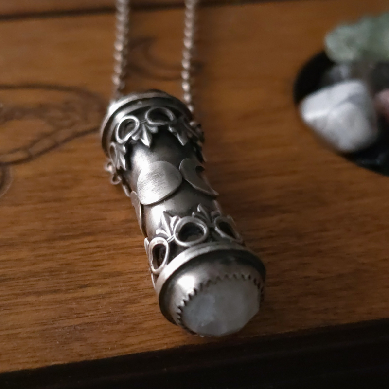 Sterling Silver Moon Relic Necklace