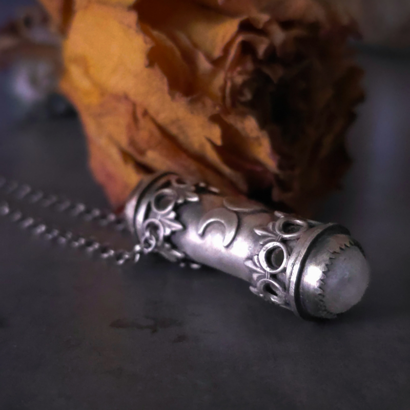 Sterling Silver Moon Relic Necklace