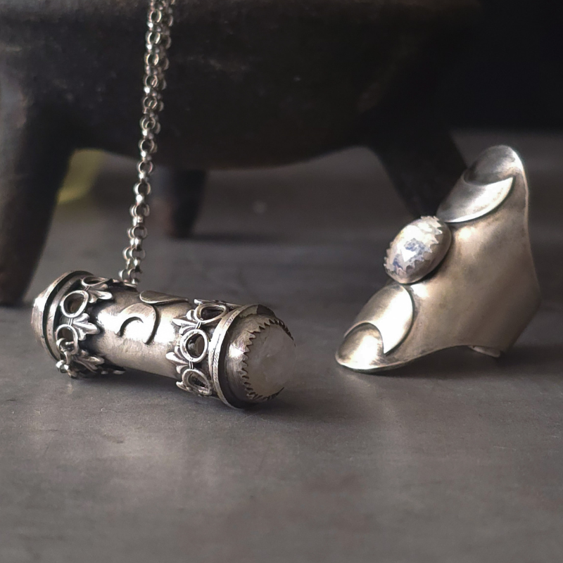 Sterling Silver Moon Relic Necklace