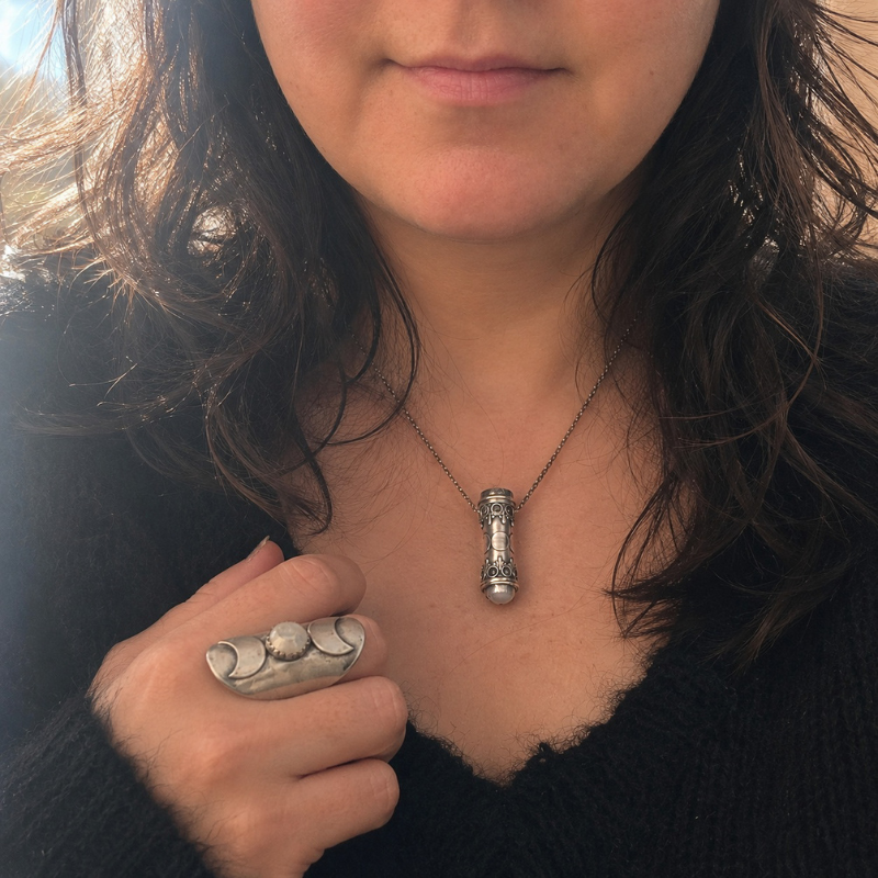 Sterling Silver Moon Relic Necklace