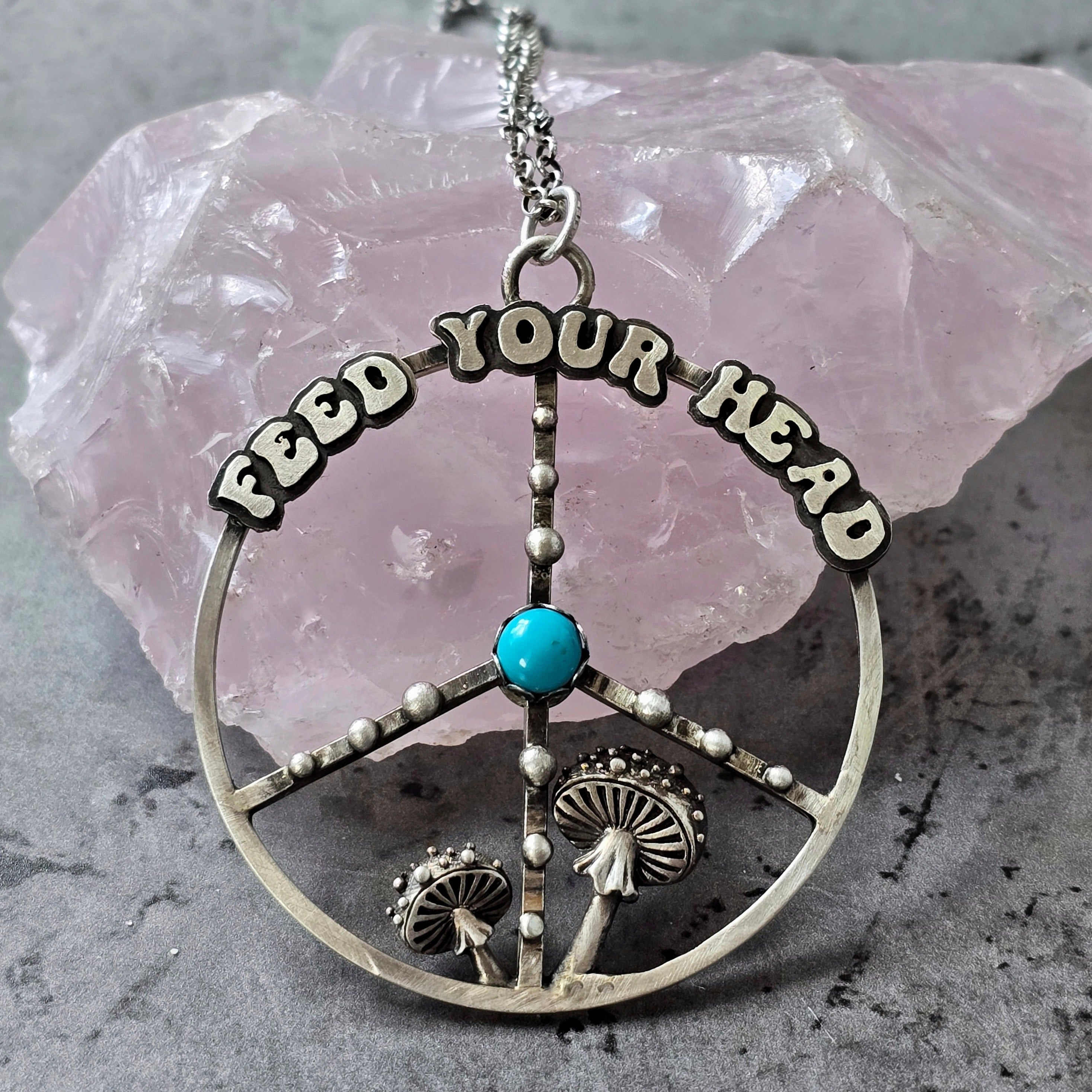 Feed Your Head Peace Sign Pendant