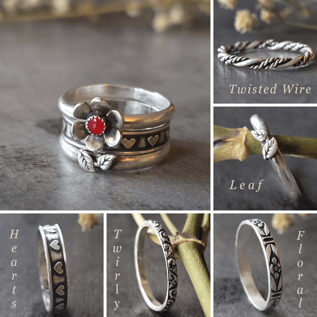 Gemstone Flower Ring with Coral