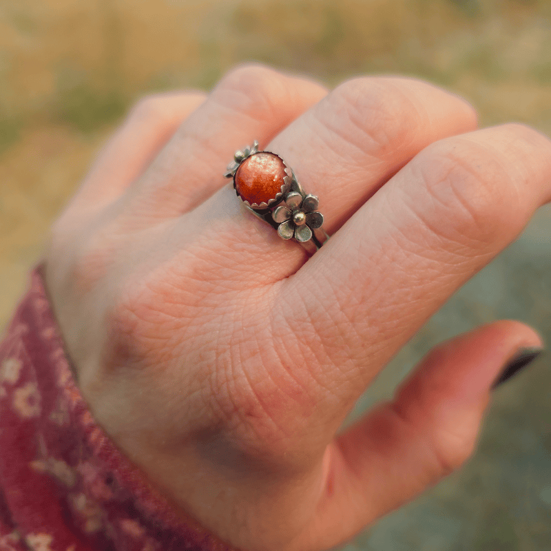 Floral Sunstone Ring