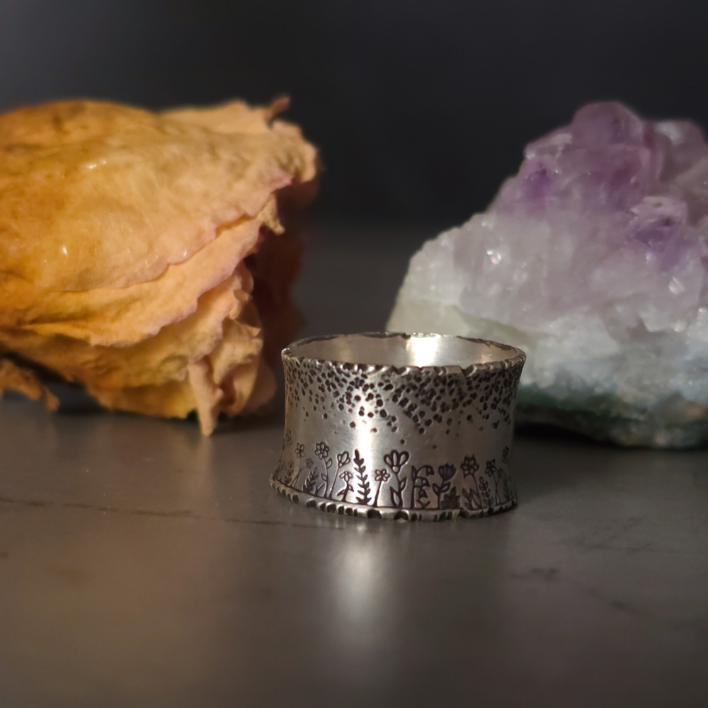 Sterling Silver Wildflower Band Ring