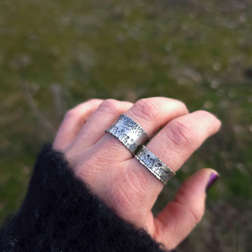Sterling Silver Wildflower Band Ring