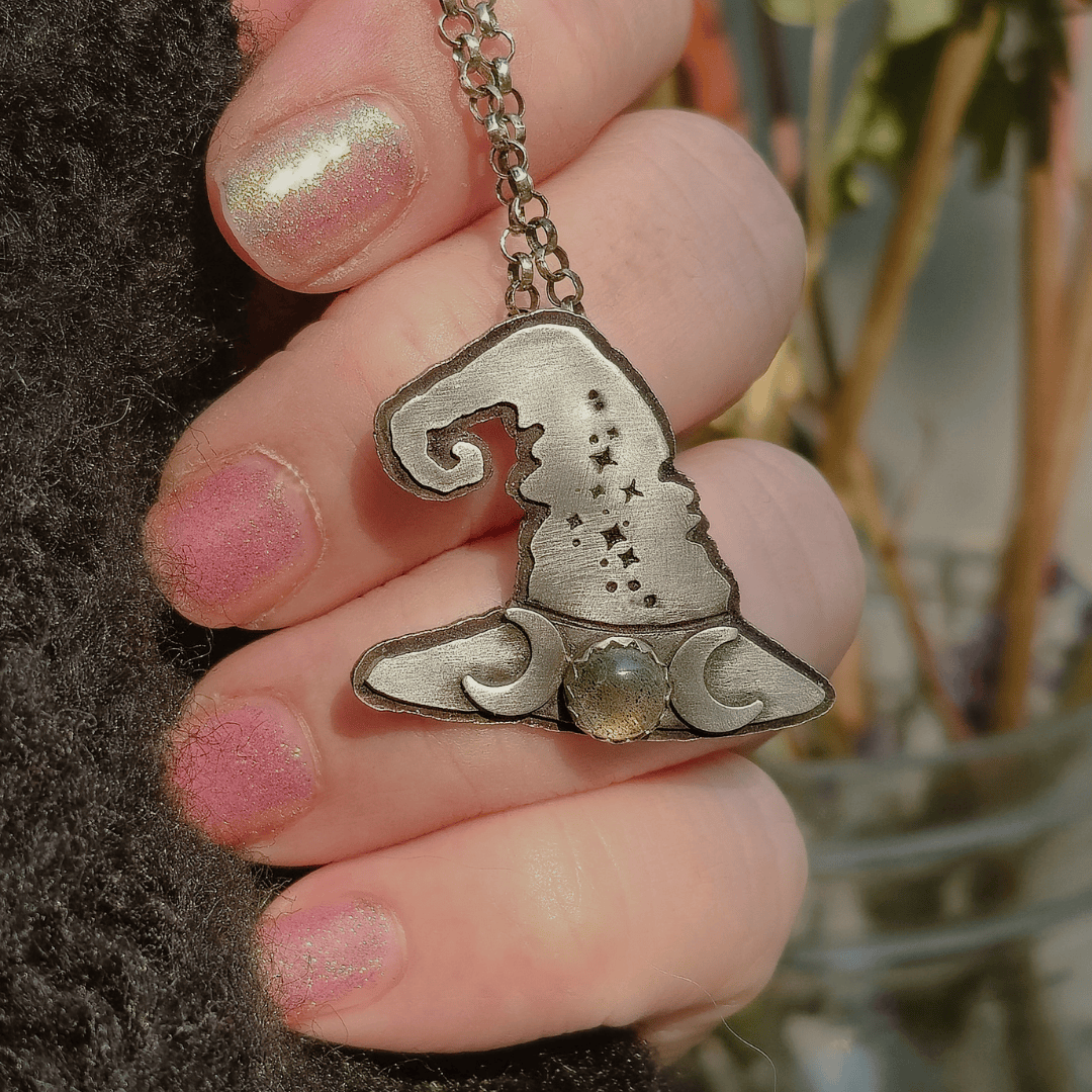 Witch Hat Pendant with Labradorite