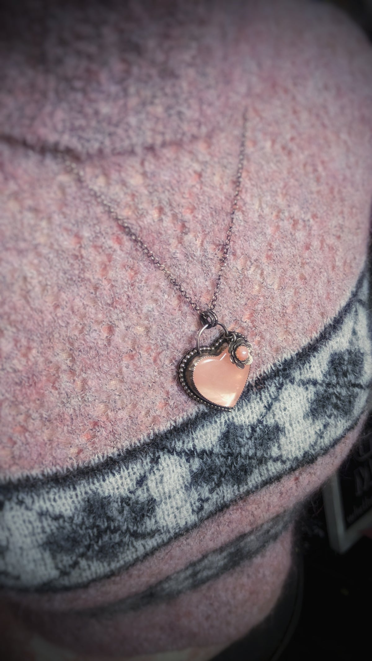 Rose Quartz Heart Necklace with the Goddess