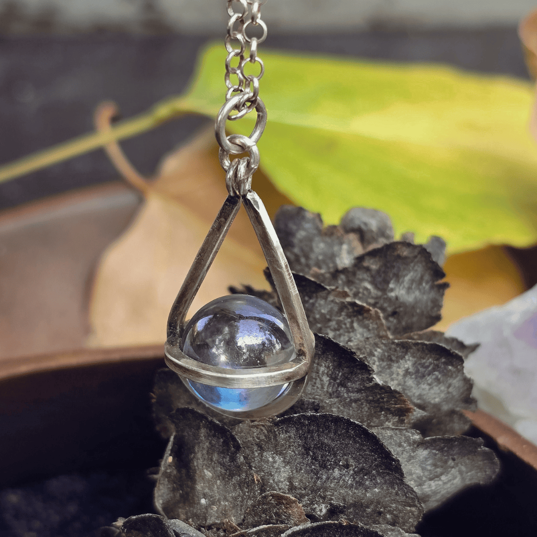Sterling Silver Crystal Sphere Pendant Necklaces