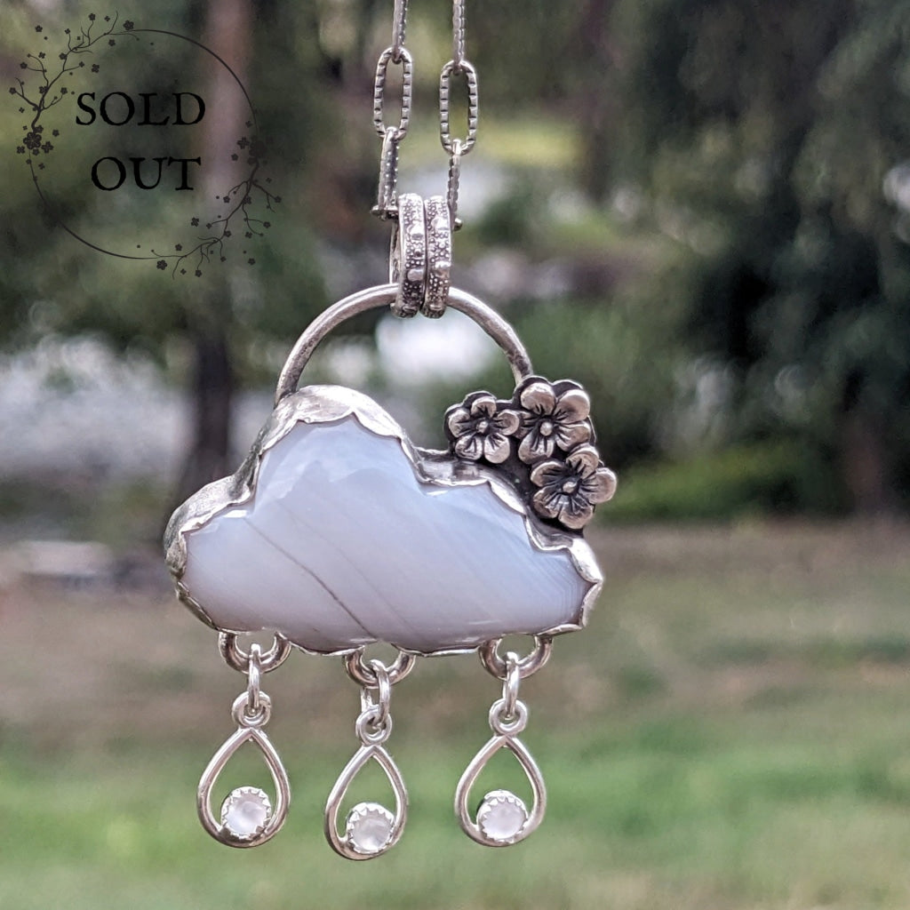 Whimsical Cloud Necklace With Agate And Moonstones