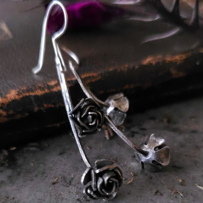 Wild Rose Earrings | Handmade Sterling Silver Rose Earrings