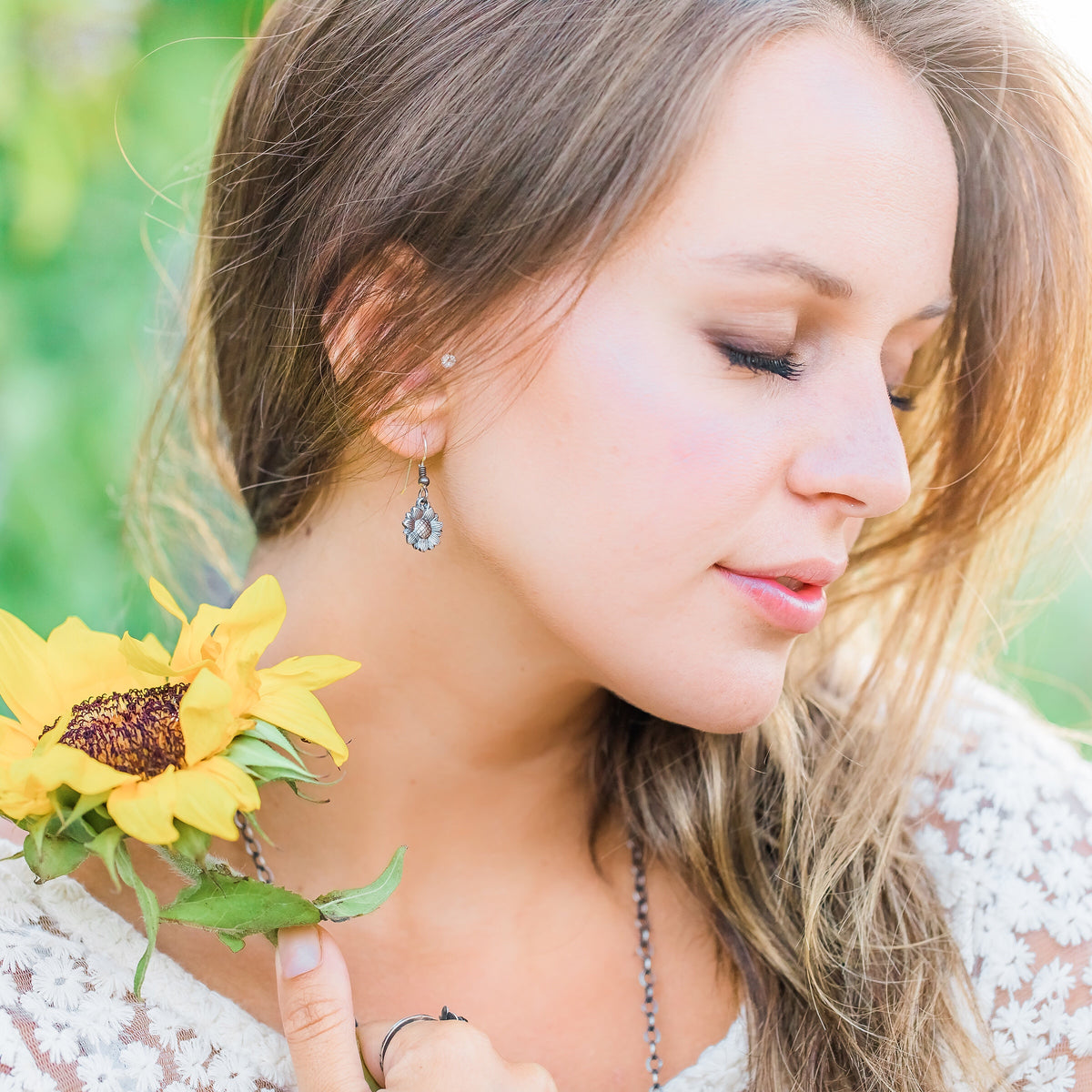 Sterling Silver Sunflower Earrings