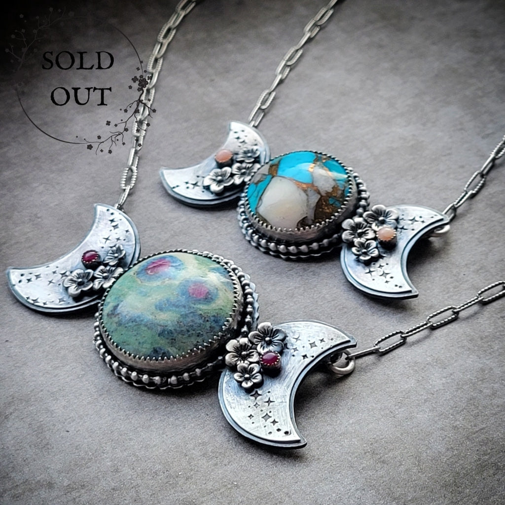 Triple Moon Goddess Necklace Yule Special
