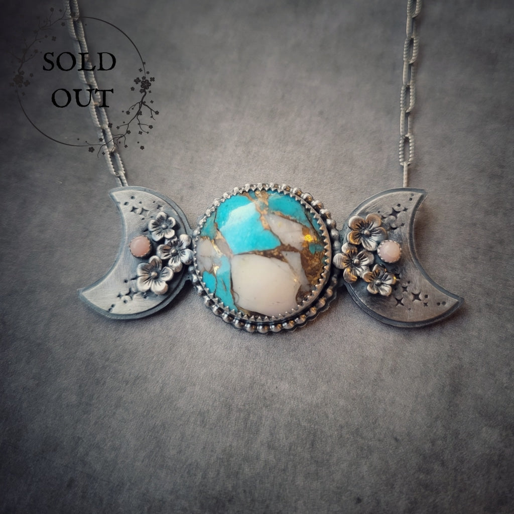 Triple Moon Goddess Necklace Yule Special