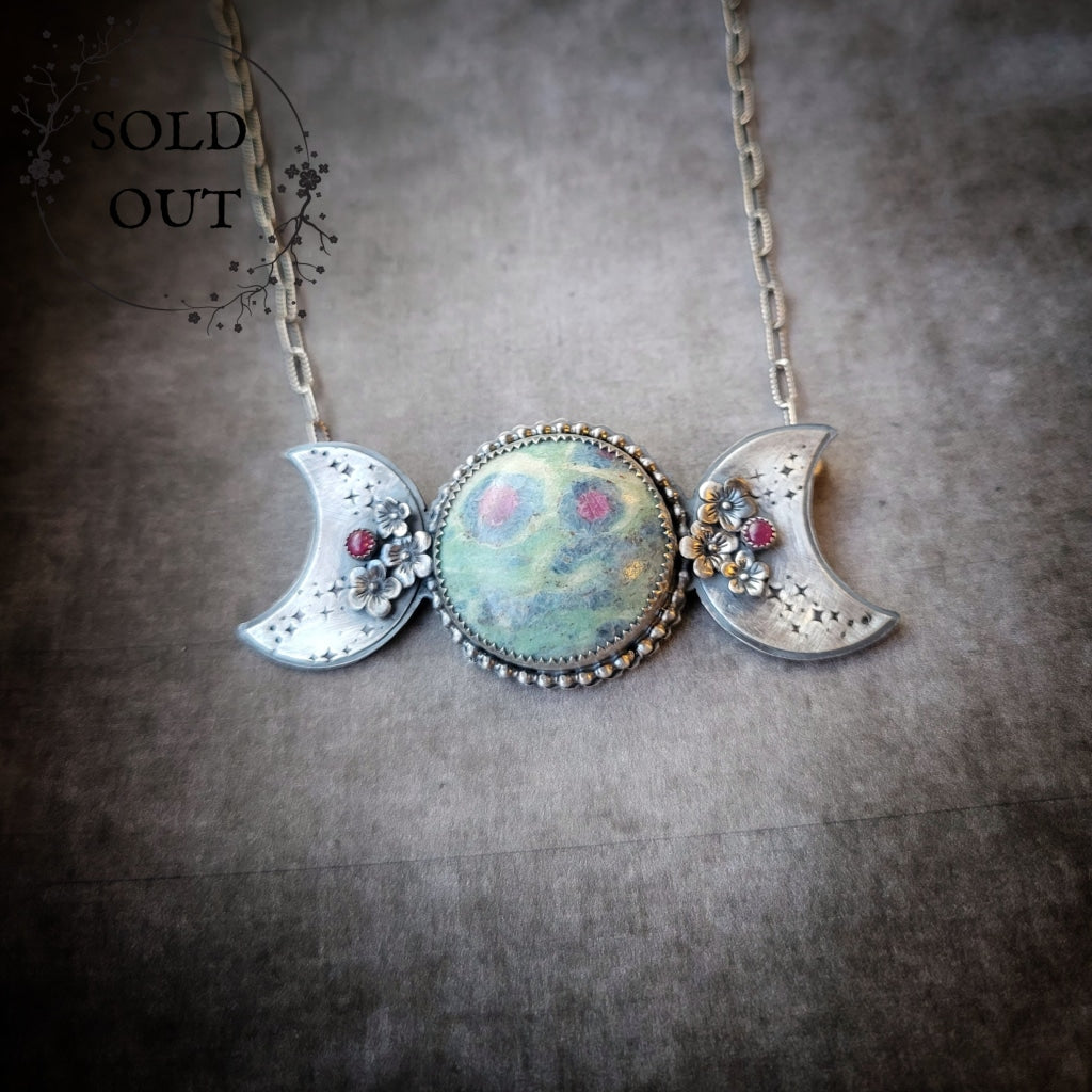 Triple Moon Goddess Necklace Yule Special