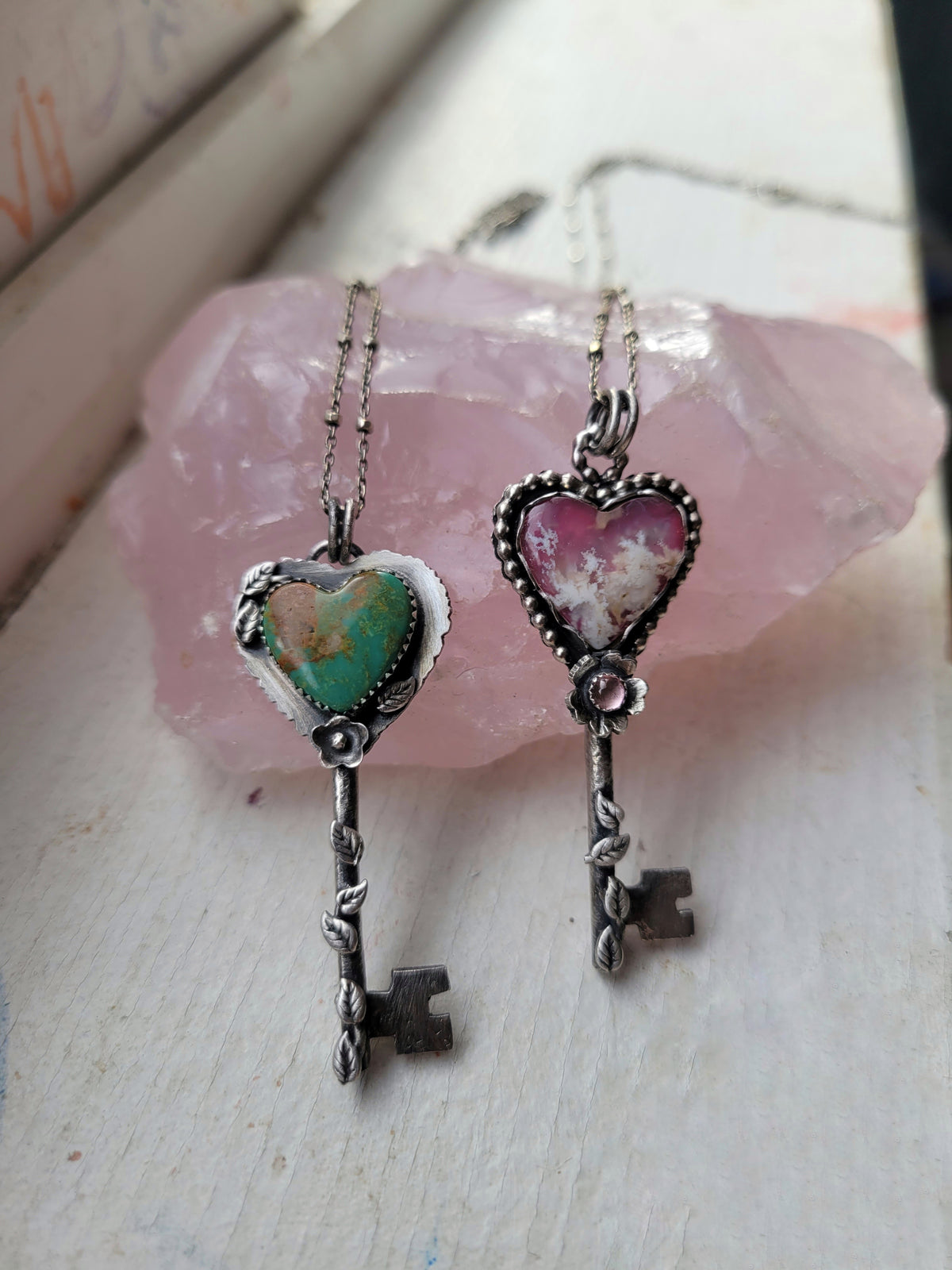 Reserved for Elizabeth pink heart necklace
