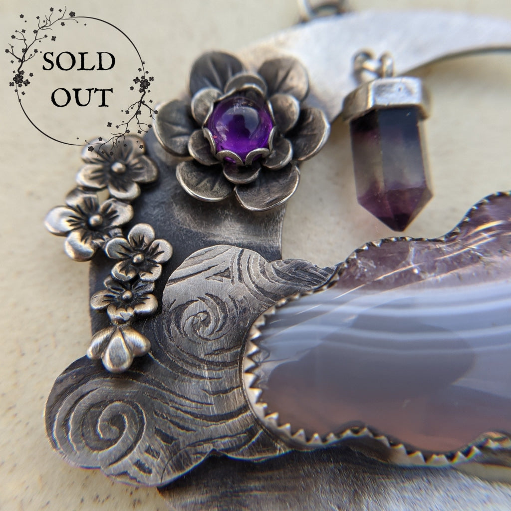 Dreamer and the Moon Necklace with Clouds