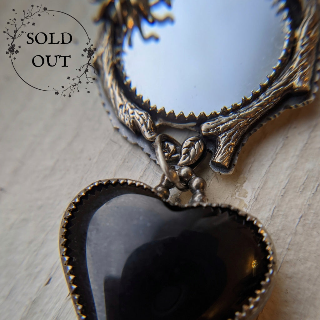Mirror Magick Necklace with Black Heart