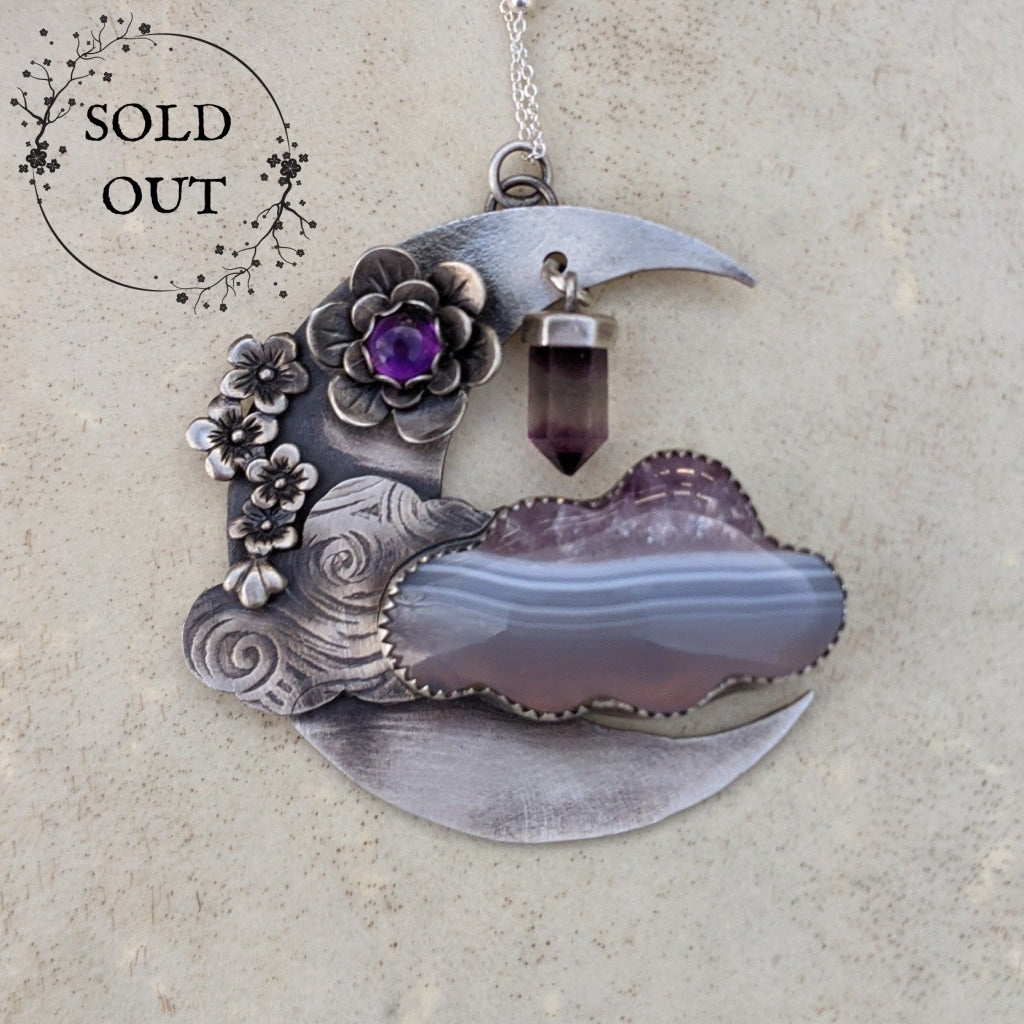 Dreamer and the Moon Necklace with Clouds