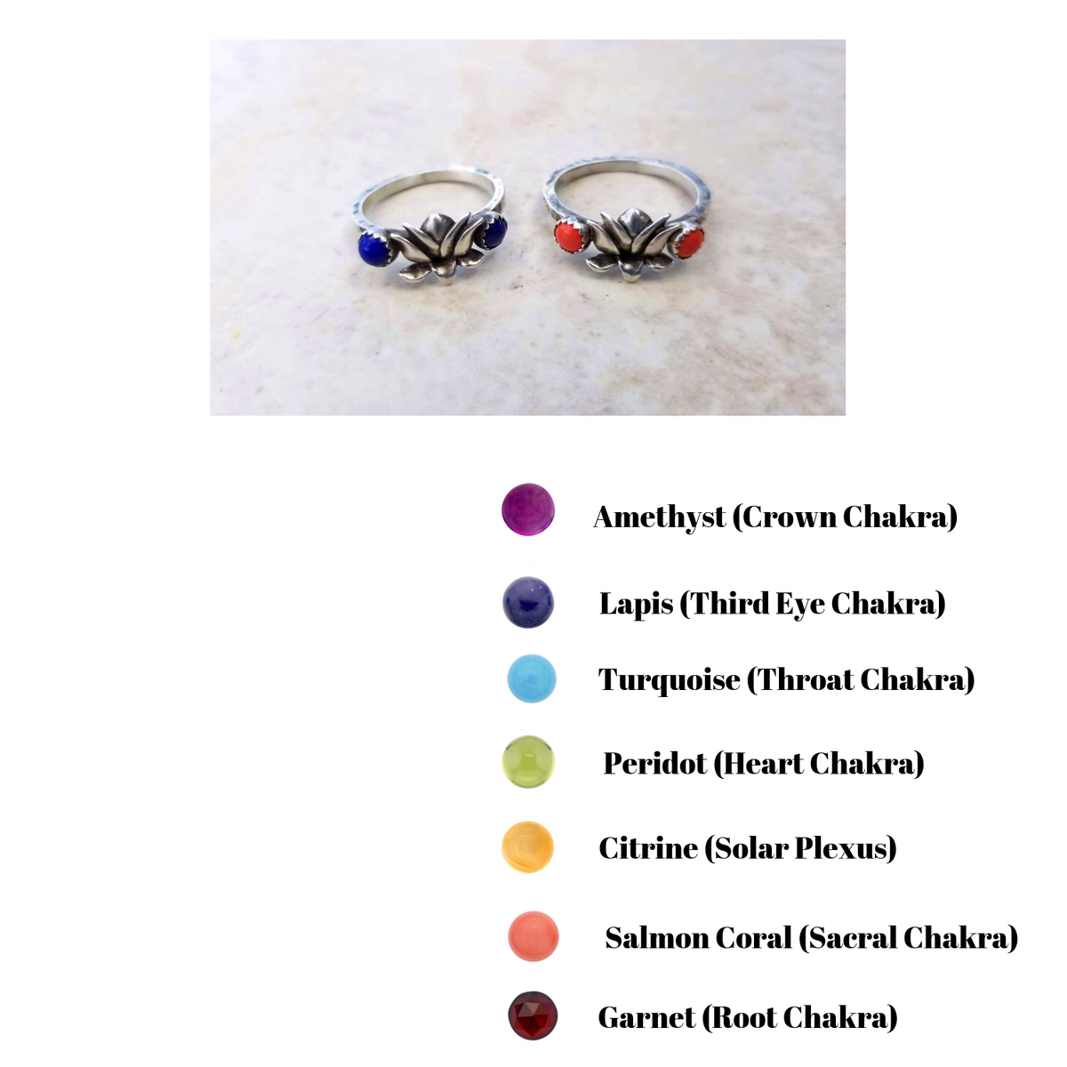 Lotus Stacking Ring with Chakra Gemstones