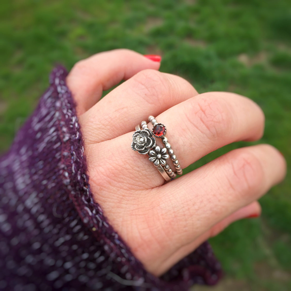 Dainty Rose Bud Ring in Sterling Silver