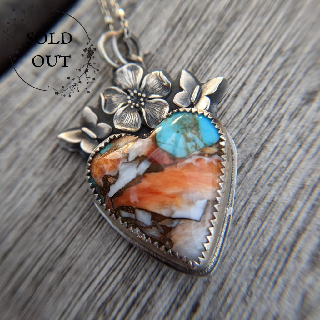 Spiny Oyster Turquoise Heart Necklace