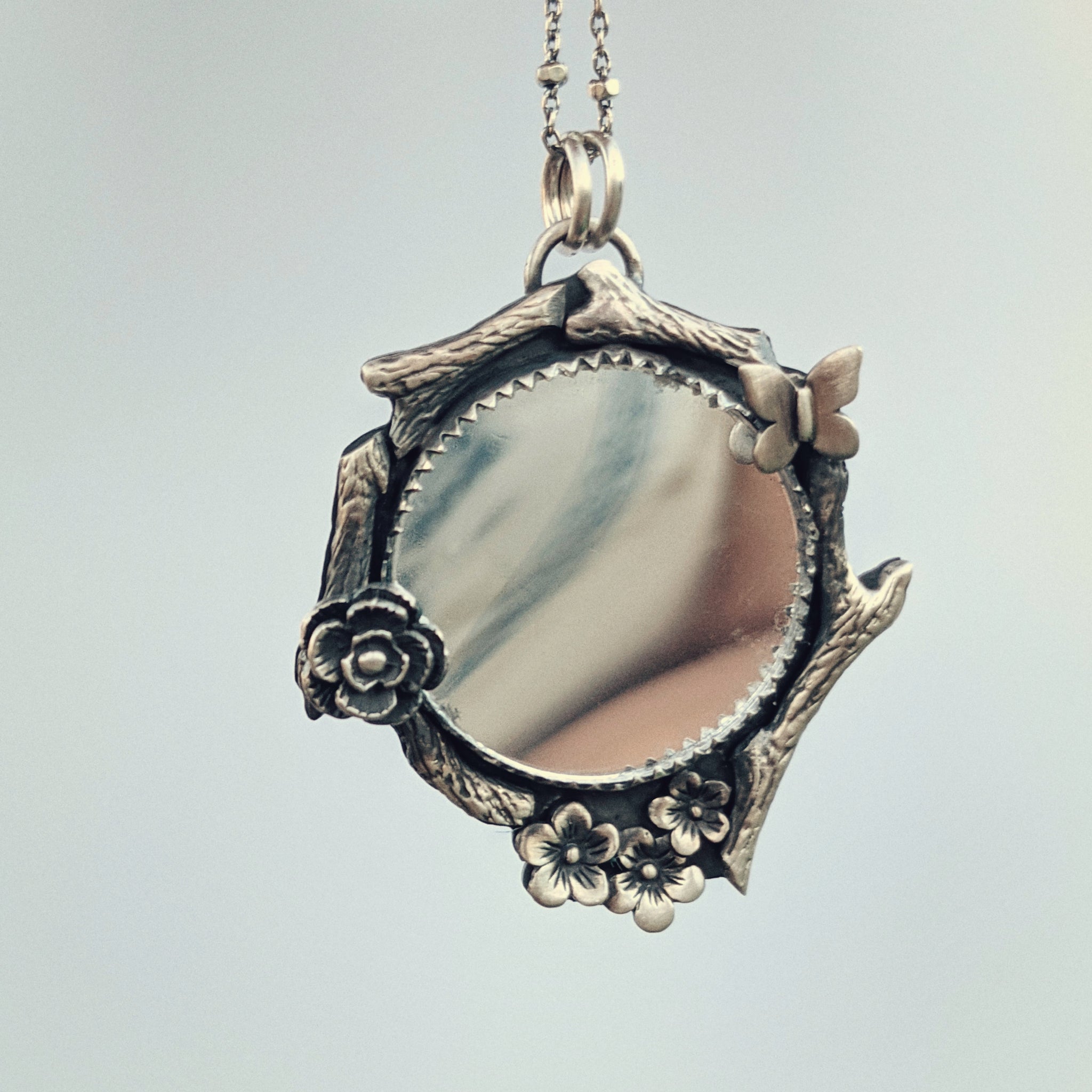 Looking Glass Necklace, Magic Mirror Gift, Mirror Necklace for Protection,  Witchy Gifts for Best Friend, Whimsigoth Jewelry, 7th Anniversary 