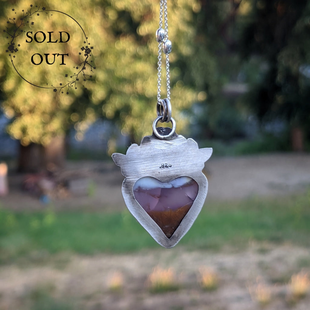 Amethyst Sage Agate Heart Necklace