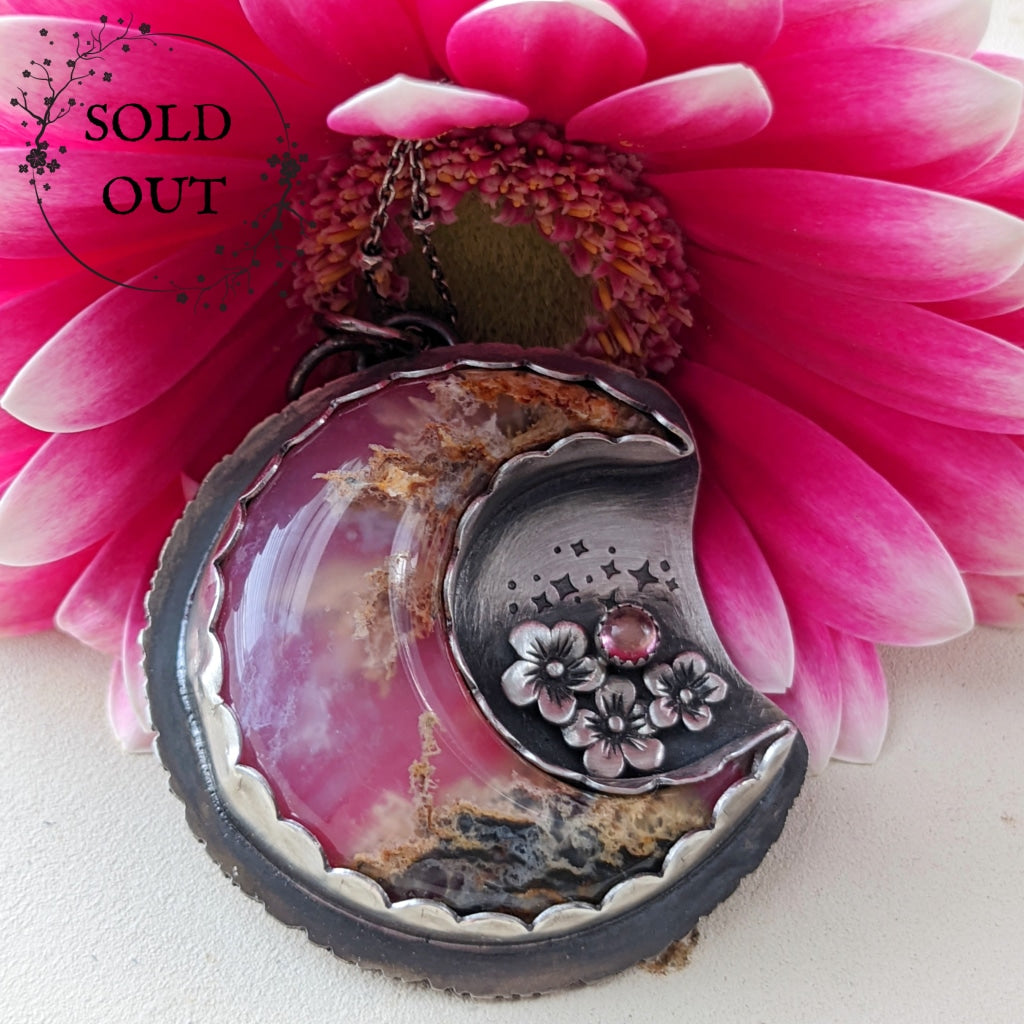 Pink Moon Agate Necklace