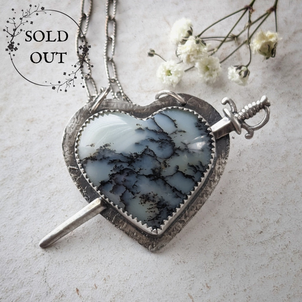 Dendritic Agate Heart Necklace