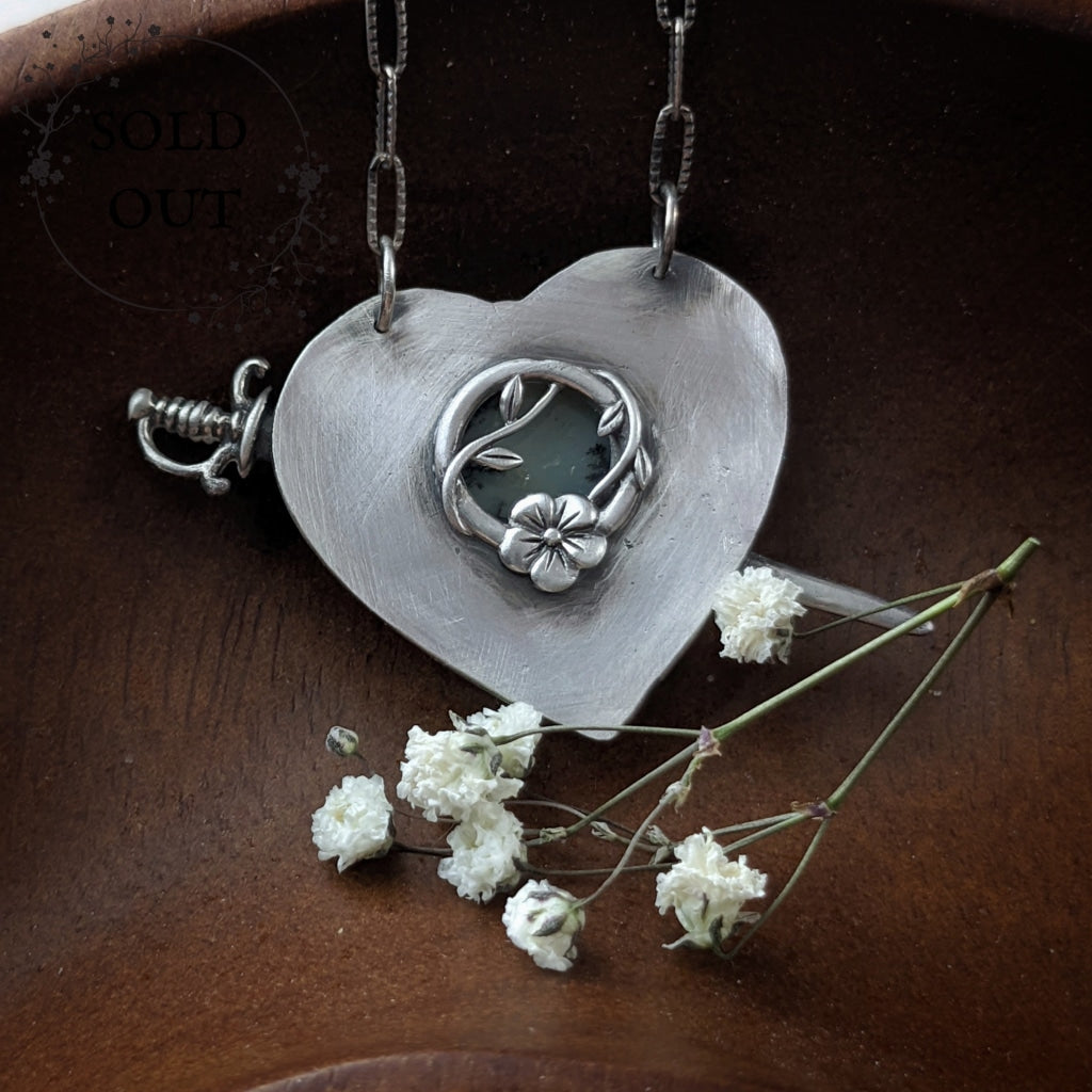 Dendritic Agate Heart Necklace