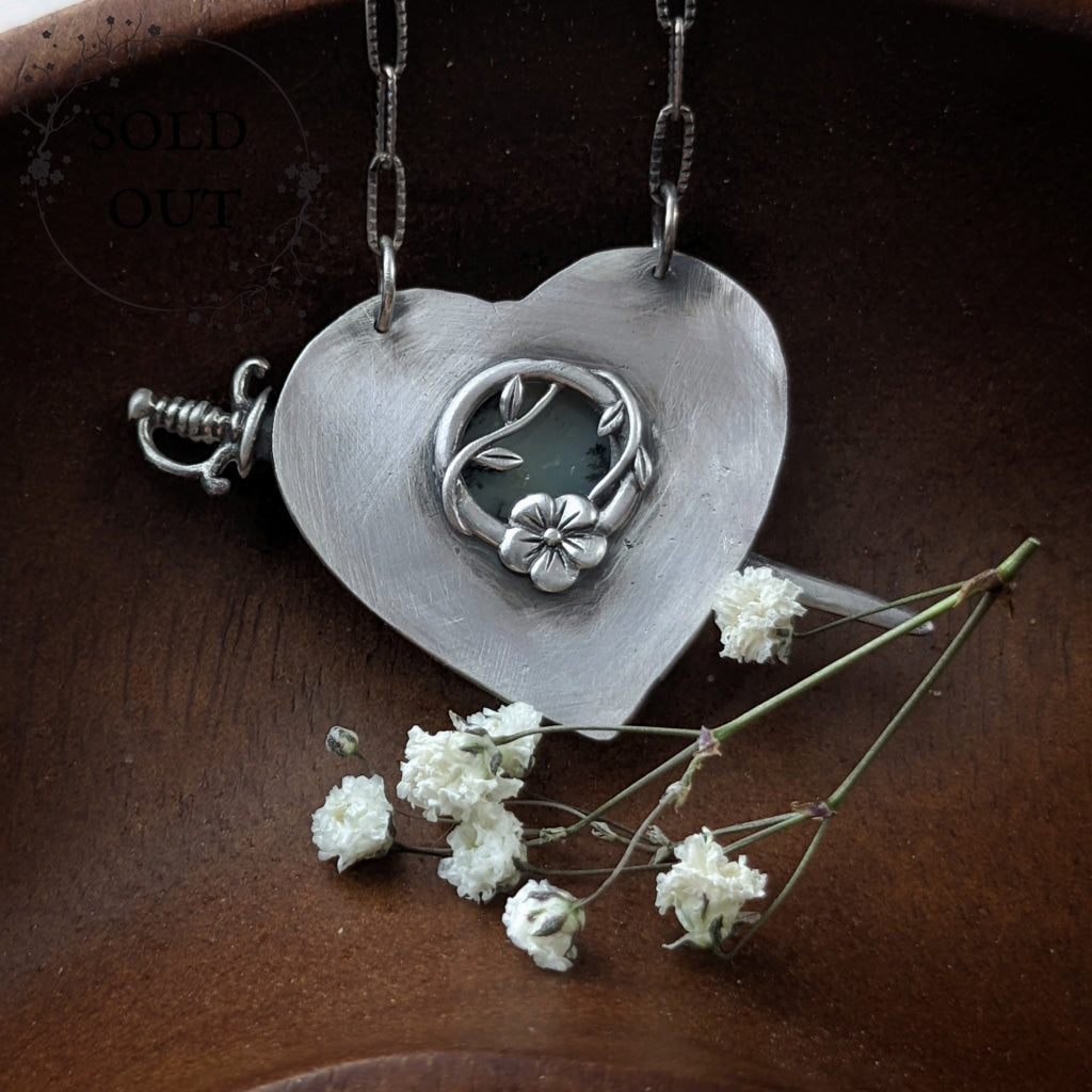 Dendritic Agate Heart Necklace Necklaces