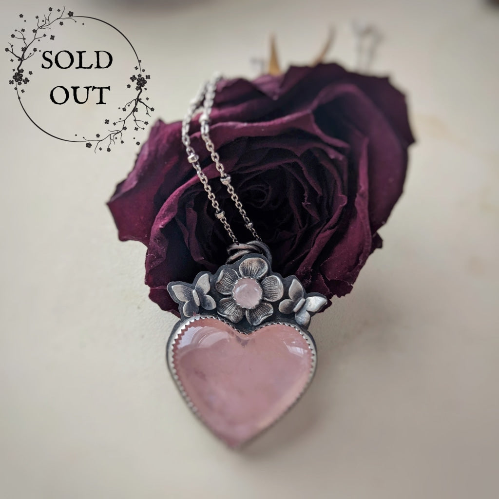 Rose Quartz Heart Necklace Necklaces