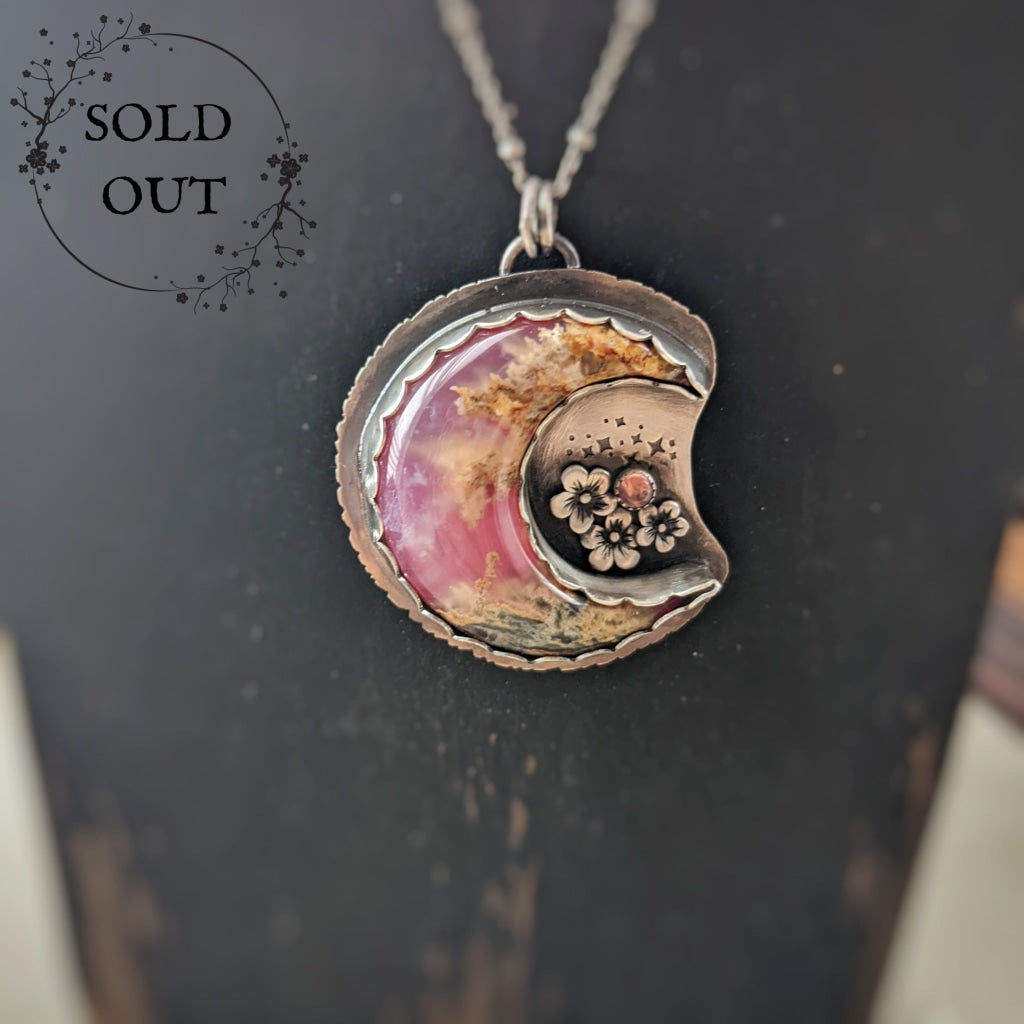 Pink Moon Agate Necklace