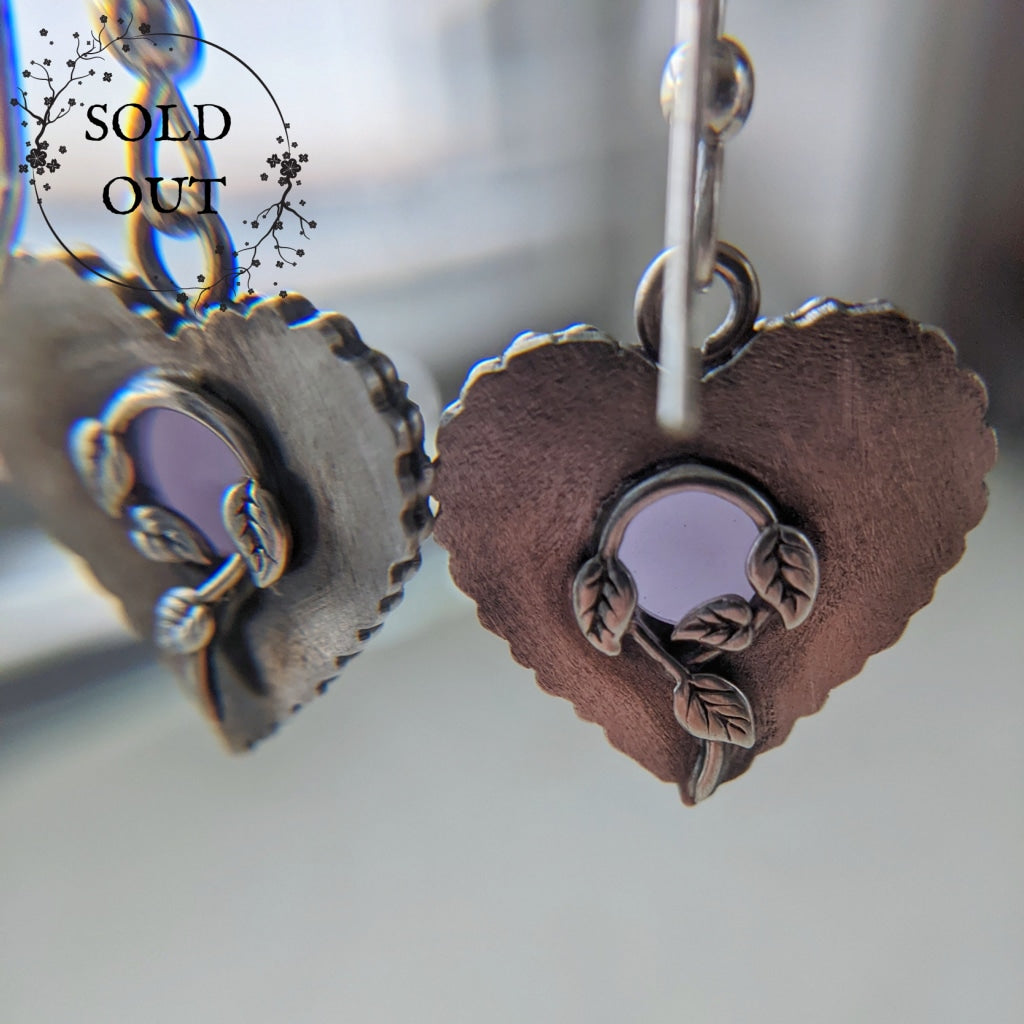 Yttrium Flourite Small Heart Earrings