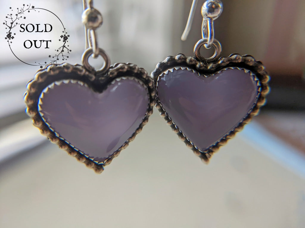 Yttrium Flourite Small Heart Earrings