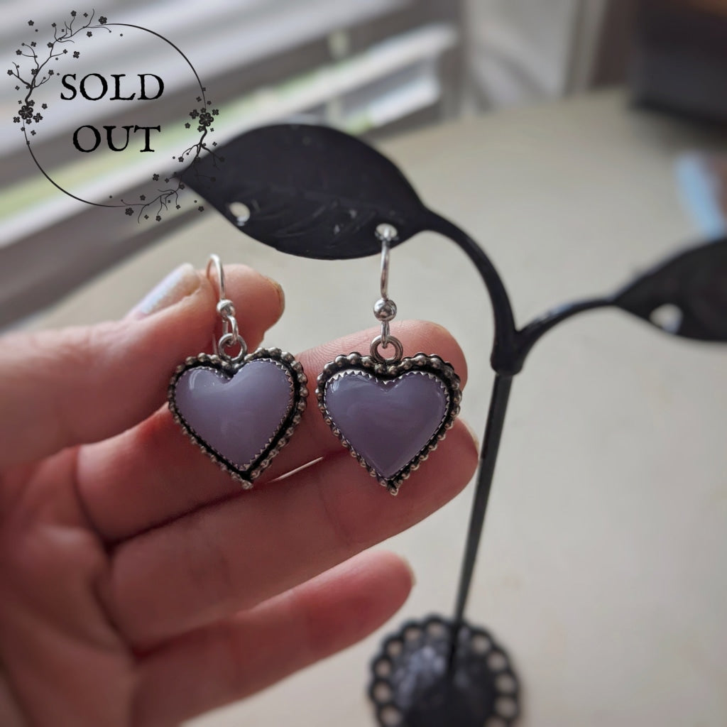 Yttrium Flourite Small Heart Earrings
