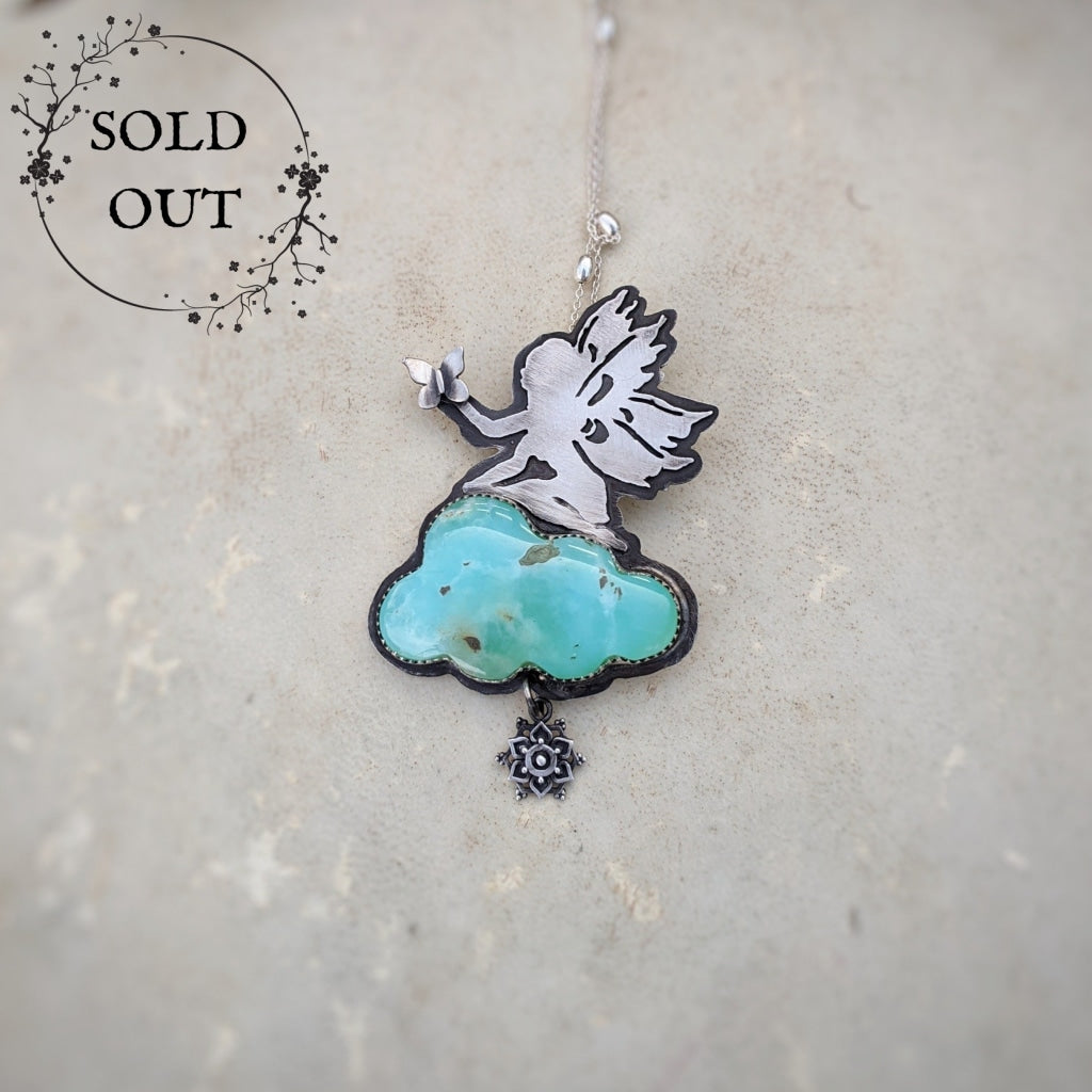 Fairy on the Cloud Necklace with a Butterfly